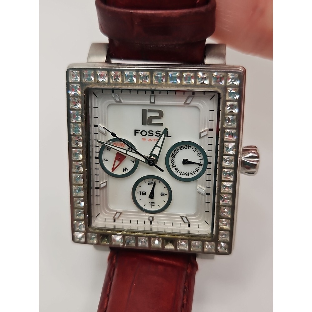 Women's FOSSIL Wrist Watch Leather  Burgandy Strap